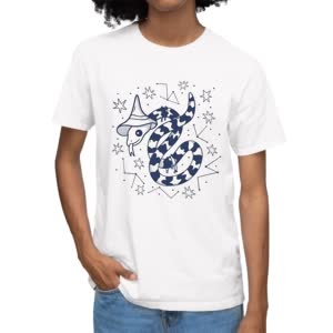 Camiseta Serpiente con gorrito de bruja - Camiseta blanca con logo