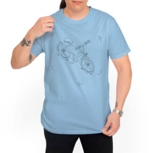 Camiseta Bicicleta Isometrica - Camiseta celeste con logo