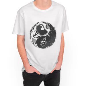 Camiseta ying yang astronauta - Camiseta blanca con logo