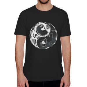 Camiseta ying yang astronauta - Camiseta negra con logo