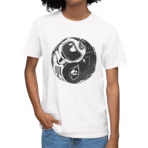 Camiseta ying yang astronauta - Camiseta blanca con logo