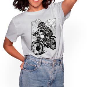 Camiseta Ciclista En Las Montañas - Camiseta blanca con logo