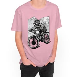 Camiseta Ciclista En Las Montañas - Camiseta rosa con logo