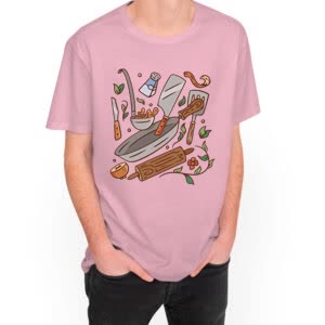 Camiseta utencillos de Cocina - Camiseta rosa con logo