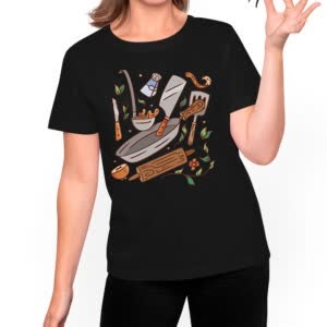 Camiseta utencillos de Cocina - Camiseta negra con logo