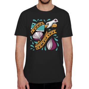 Camiseta Hago Llorar a las Cebollas - Camiseta negra con logo