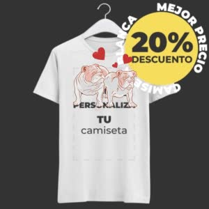 Camiseta Pareja De Bulldogs - Camiseta blanca con logo