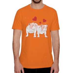 Camiseta Pareja De Bulldogs - Camiseta naranja con logo