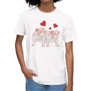 Camiseta Pareja De Bulldogs - Camiseta blanca con logo