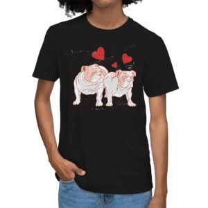 Camiseta Pareja De Bulldogs - Camiseta negra con logo