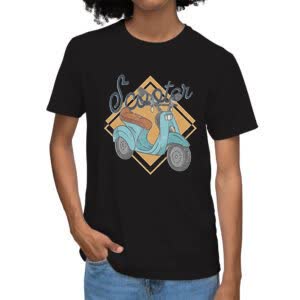 Camiseta Scooter azul - Camiseta negra con logo