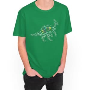 Camiseta Dinosaurio Autismo - Camiseta verdekelly con logo