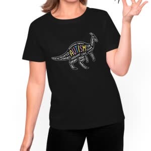 Camiseta Dinosaurio Autismo - Camiseta negra con logo