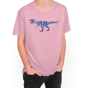 Camiseta Dinosaurio inclusion Autismo - Camiseta rosa con logo