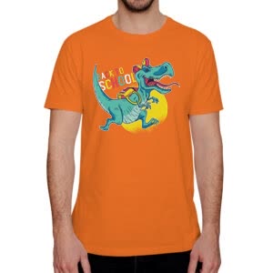 Camiseta Dinosaurio De Regreso a La Escuela - Camiseta naranja con logo