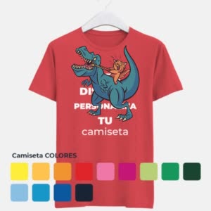 Camiseta Gato Montando T-Rex - Camiseta COLORES con logo