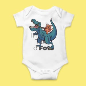 Camiseta Gato Montando T-Rex - custom-baby-body-450x450