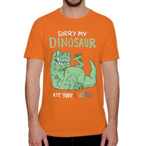 Camiseta Dino Comió Unicornio - Camiseta naranja con logo