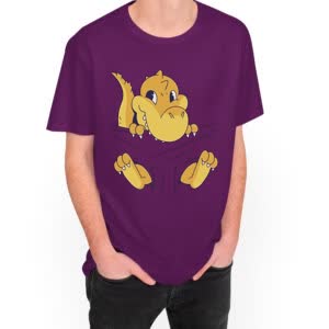 Camiseta llevando Bebe Dino - Camiseta purpura con logo