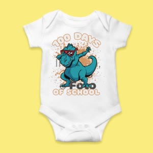 Camiseta T-Rex Azul - custom-baby-body-450x450