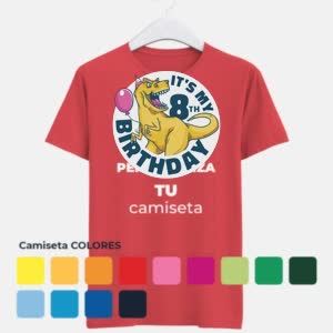 Camiseta T-Rex Octavo Cumpleaños - Camiseta COLORES con logo