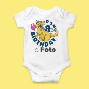 Camiseta T-Rex Octavo Cumpleaños - custom-baby-body-450x450