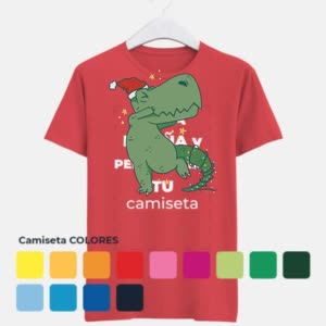 Camiseta Dinosaurio Navideño - Camiseta COLORES con logo