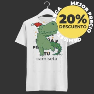 Camiseta Dinosaurio Navideño - Camiseta blanca con logo