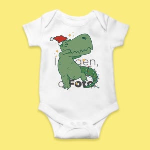 Camiseta Dinosaurio Navideño - custom-baby-body-450x450