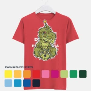 Camiseta Divertido Dinosaurio Navideño - Camiseta COLORES con logo