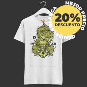 Camiseta Divertido Dinosaurio Navideño - Camiseta blanca con logo