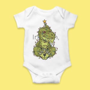 Camiseta Divertido Dinosaurio Navideño - custom-baby-body-450x450