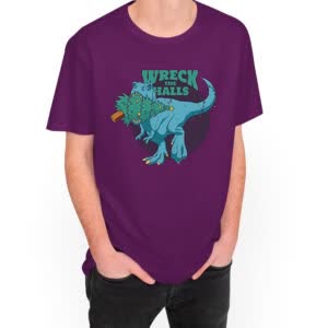 Camiseta Navidad T-Rex - Camiseta purpura con logo