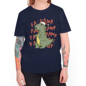 Camiseta Navidad Dino Rawr - Camiseta marino con logo