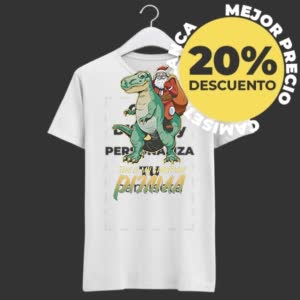 Camiseta Dinosaurio Con Santa - Camiseta blanca con logo