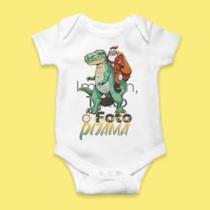 Camiseta Dinosaurio Con Santa - custom-baby-body-450x450