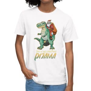 Camiseta Dinosaurio Con Santa - Camiseta blanca con logo