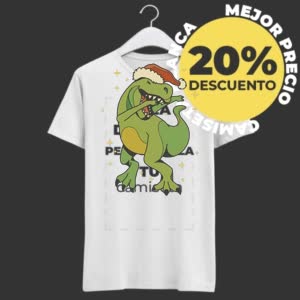 Camiseta Feliz Santa Dinosaurio - Camiseta blanca con logo