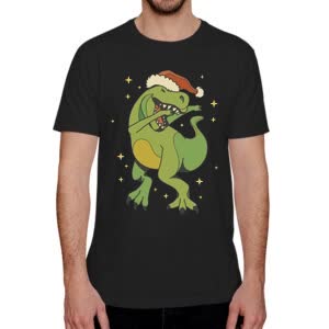 Camiseta Feliz Santa Dinosaurio - Camiseta negra con logo