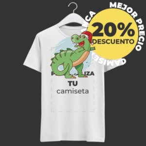 Camiseta Bailando Santa Dinosaurio - Camiseta blanca con logo