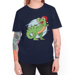 Camiseta Bailando Santa Dinosaurio - Camiseta marino con logo