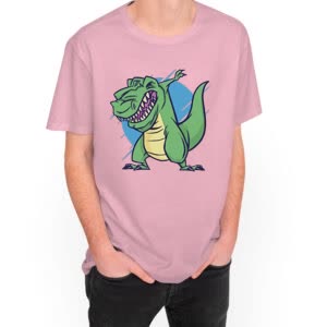 Camiseta T-Rex Enojado - Camiseta rosa con logo