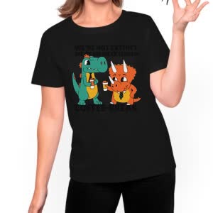 Camiseta Pausa Para El Café De Dinosaurios - Camiseta negra con logo