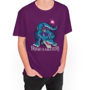 Camiseta Bruja En T-Rex - Camiseta purpura con logo