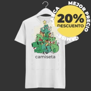 Camiseta Dinosaurios Navideños De Dibujos Animados - Camiseta blanca con logo