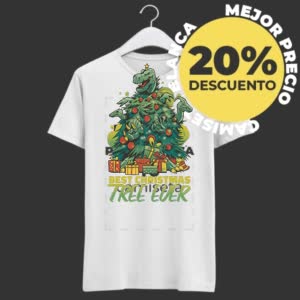 Camiseta árbol De Navidad De Dinosaurios - Camiseta blanca con logo