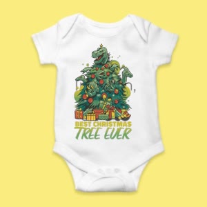 Camiseta árbol De Navidad De Dinosaurios - custom-baby-body-450x450