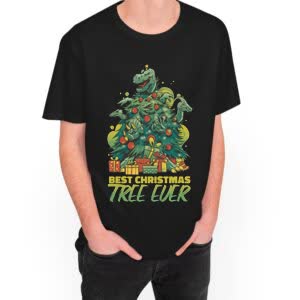 Camiseta árbol De Navidad De Dinosaurios - Camiseta negra con logo