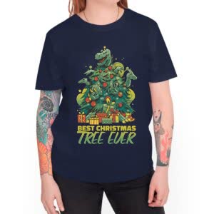 Camiseta árbol De Navidad De Dinosaurios - Camiseta marino con logo