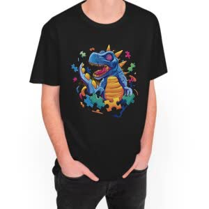 Camiseta Dinosaurio Rompecabezas - Camiseta negra con logo